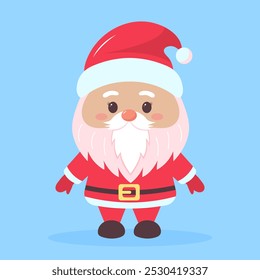 Santa Claus isolated on blue background. Cute Santa Claus character for Christmas holiday.