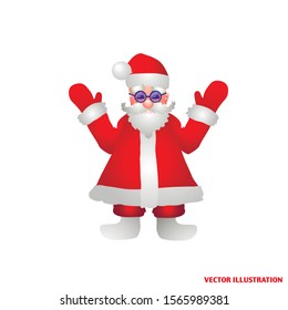 Santa Claus  isolated on white background. Bright banner with Santa Claus. Vector  Illustration.