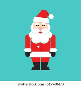 Santa claus isolated vector person, flat cartoon style Christmas Father on blue background
