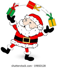 Santa Claus Juggling gifts vector.