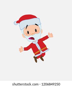 Santa Claus jumping terrified.																									