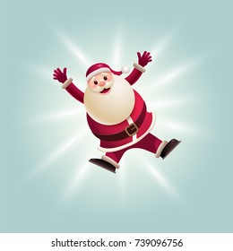 Santa Claus jumping. Vector illustration. Elements are layered separately in vector file. Easy editable vector graphic.