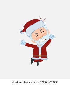 Santa Claus jumps angry.																									