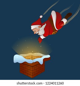 Santa Claus jumps in chimney