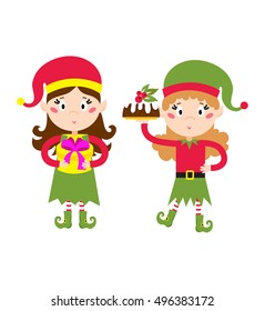 Santa Claus kid cartoon elf helper vector illustration
