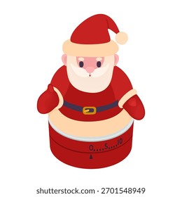 Santa Claus kitchen timer - hand drawn isometric vector illustration.