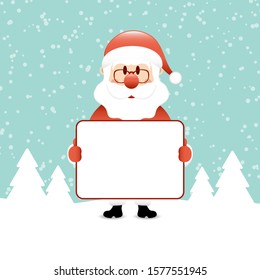 Santa Claus With Label In The Forest Snow Turquoise