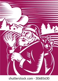 Santa Claus with landscape in the background