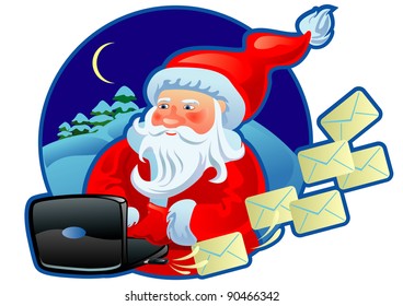 Santa Claus with a laptop