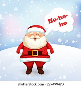 Santa Claus laughing. Christmas vector illustration. Holiday background