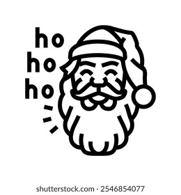 santa claus laughing ho line icon vector. santa claus laughing ho sign. isolated contour symbol black illustration