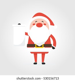 Santa Claus laughing holding an empty board
