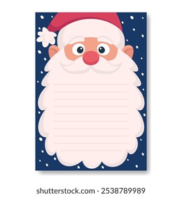 Santa Claus letter template, Christmas card with space for wishes, vector illustration