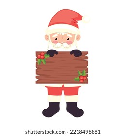 santa claus lifting wooden label