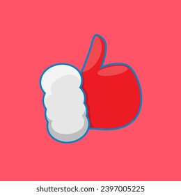 Santa Claus like icon vector illustration isolated on pink background. thumbs up hand santa symbol. Santa hand like
