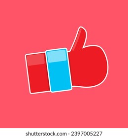 Der Weihnachtsmann mag eine Symbol-Vektorgrafik, einzeln auf rosafarbenem Hintergrund. Daumen hoch Hand Santa Symbol. Weihnachtshand
