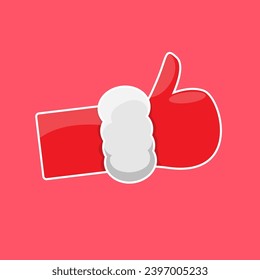 Santa Claus like icon vector illustration isolated on pink background. thumbs up hand santa symbol. Santa hand like
