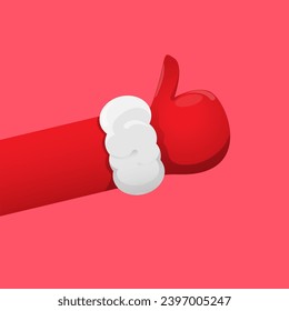 Santa Claus like icon vector illustration isolated on pink background. thumbs up hand santa symbol. Santa hand like
