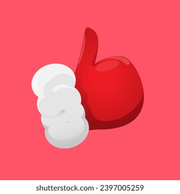 Santa Claus like icon vector illustration isolated on pink background. thumbs up hand santa symbol. Santa hand like
