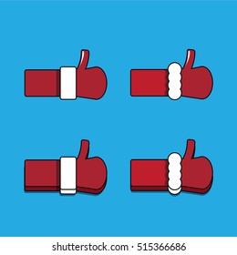 Santa Claus like icon vector illustration. thumbs up santa symbol. vector christmas label or badge