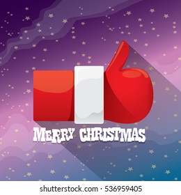 Santa Claus like icon vector illustration. thumbs up santa symbol. merry christmas greeting card or background