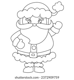 santa claus line art drawing coloring page vector.