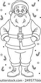 Santa Claus line art style coloring books for kids