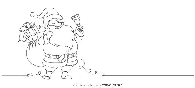 Santa claus line art vector illustration