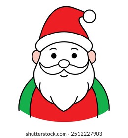 Santa Claus line art vector white background.