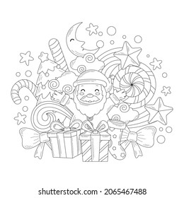 santa claus line drawing coloring book