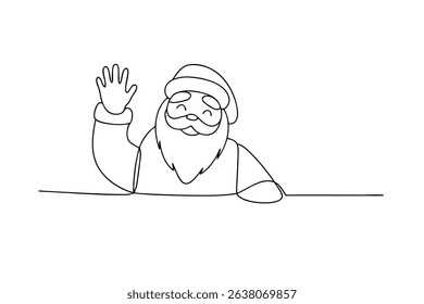 Santa claus line drawing waving hello christmas holiday cheer