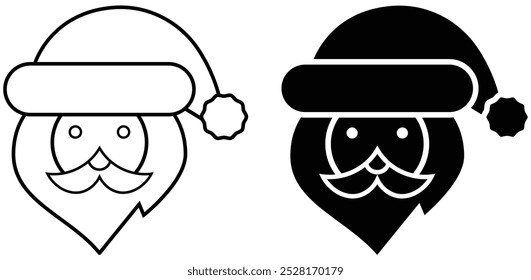 Santa Claus line and Fill web icons set isolated. Colorful Collection of Xmas Santa icons set. Set of Modern Flat Christmas Icons for Design Projects