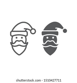 Santa Claus line and glyph icon, christmas and new year, character face sign, vector graphics, a linear pattern on a white background, eps 10