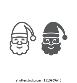 Santa Claus line and glyph icon, christmas and new year, character face sign, vector graphics, a linear pattern on a white background, eps 10