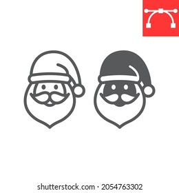 Santa Claus line and glyph icon, holiday and christmas, santa claus vector icon, vector graphics, editable stroke outline sign, eps 10.