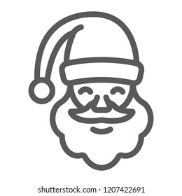 Santa claus line icon, christmas and character, face sign, vector graphics, a linear pattern on a white background, eps 10.