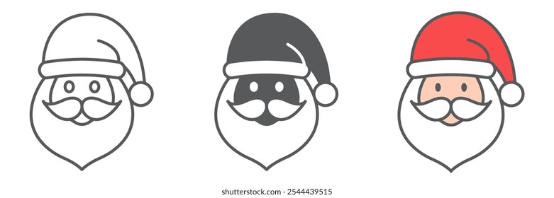 Santa Claus línea icono de colección, vacaciones y Navidad, Santa Claus Vector icono conjunto, Vector gráfico, editable trazo signo de contorno, eps 10.