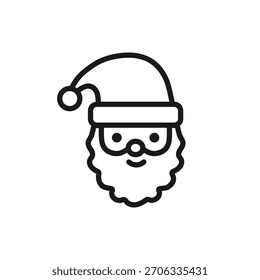 Ícone de linha do Papai Noel com traçado editável. Desenho simples de Natal e feriado. Ilustração vetorial.