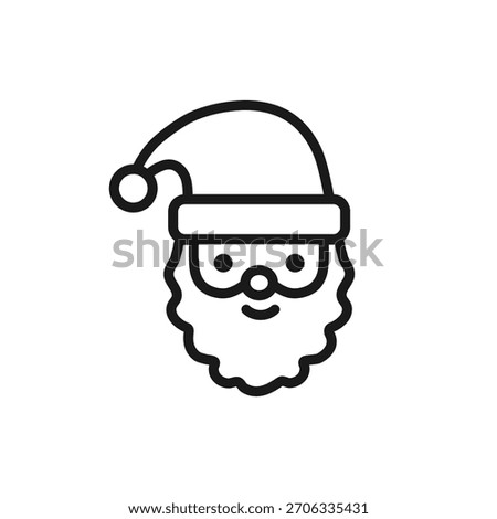 Santa Claus line icon with editable stroke. Simple outline Christmas and holiday design. Vector illustration.