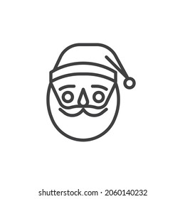 Icono de la línea de Santa Claus. signo de estilo lineal para concepto móvil y diseño web. Icono del vector de contorno de Santa Face. Símbolo, ilustración del logotipo. Gráficos vectoriales