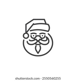 Santa Claus line icon. linear style sign for mobile concept and web design. Santa claus with beard and hat outline vector icon. Symbol, logo illustration. Vector graphics