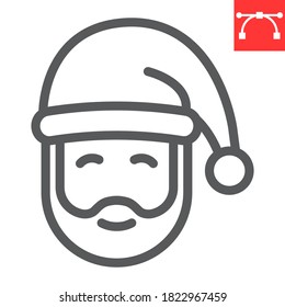 Santa Claus line icon, merry christmas and xmas, new year sign vector graphics, editable stroke linear icon, eps 10