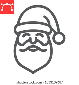 Icono de línea Santa Claus, navidad navidad y navidad, gráficos vectoriales de signo de año nuevo, icono lineal de trazo editable, eps 10