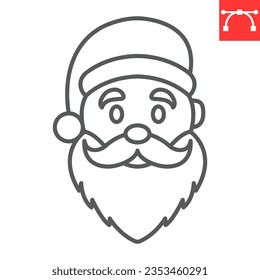 Santa Claus line icon, new year and merry christmas, xmas men vector icon, smiling santa vector graphics, editable stroke outline sign, eps 10.