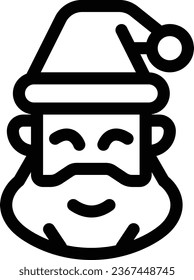 Santa Claus Line Icon - Single Icon, Vector