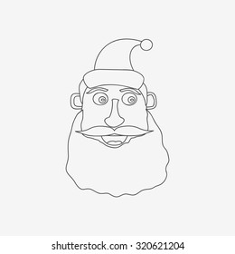 Santa Claus line monochrome vector illustration on white background