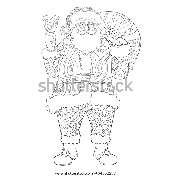 Santa Claus Lineart Coloring Book Stock Vector Royalty Free 484552297