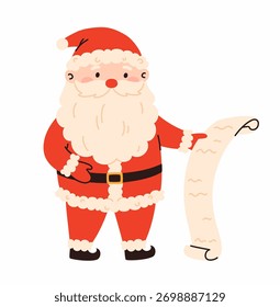 Papá Noel con una lista. Elementos de Navidades y vacaciones.
