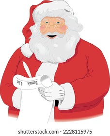 Santa Claus con List Vector Illustration
