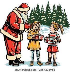 Santa claus and little girl holiday season joy and happines